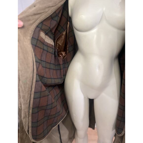 The Territory Ahead Mens M Trench Coat Solid Olive Button-Front Flannel Lined - Picture 7 of 11